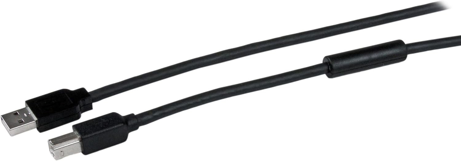 StarTech.com 15m / 50 ft Active USB 2.0 A to B Cable - Long 15 m Black 