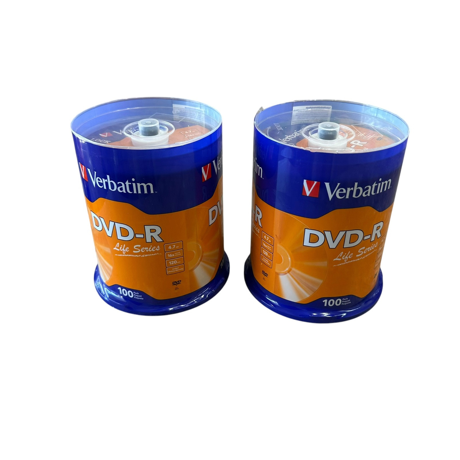 200 VERBATIM Life Series 16X DVD-R DVDR 4.7GB Branded Logo 100 x2  pack