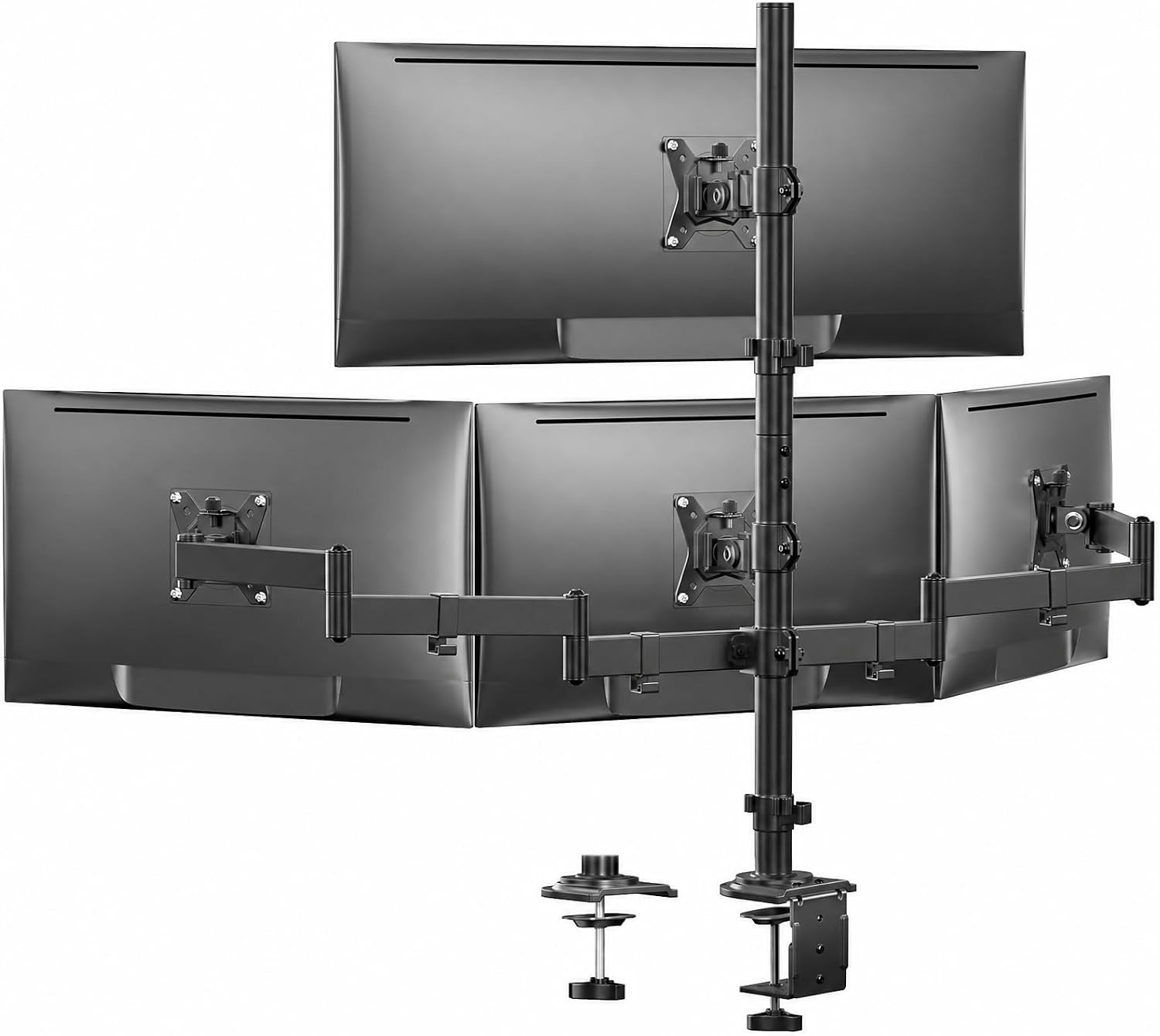 4 Monitor Mount for 13-34 Inch Screens, Fully Adjustable Heavy Duty Monitor Desk