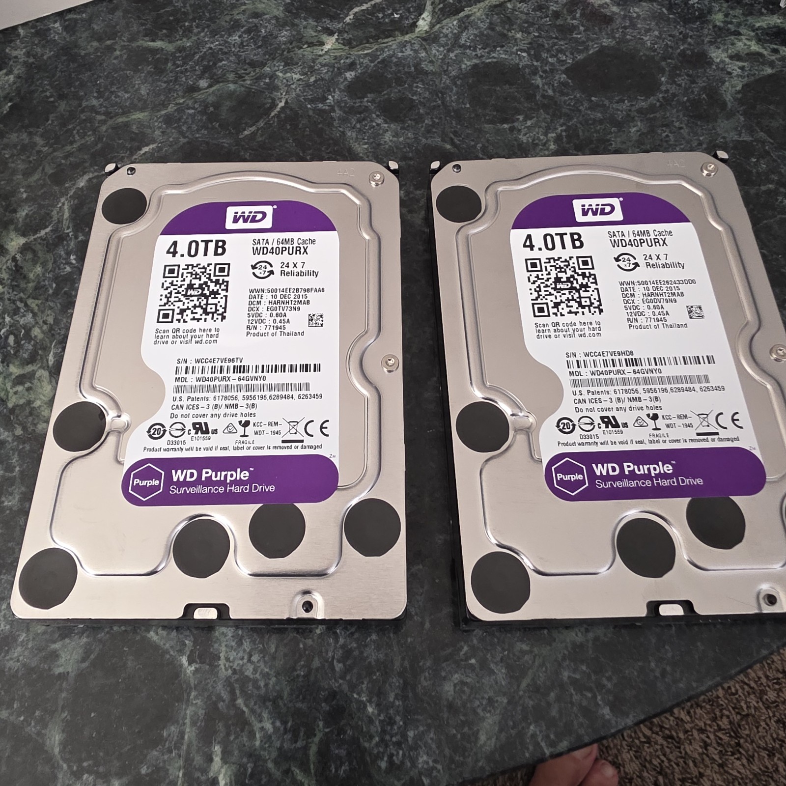 WESTERN DIGITAL PURPLE 4TB LOT OF 2