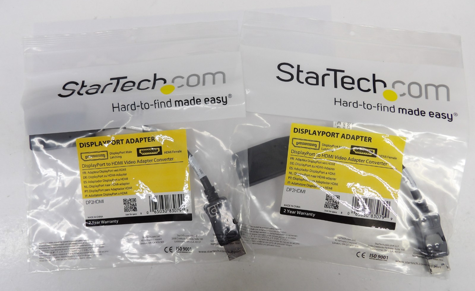 StarTech DP2HDMI DisplayPort to HDMI Video Adapter Converter,  Qty: 2