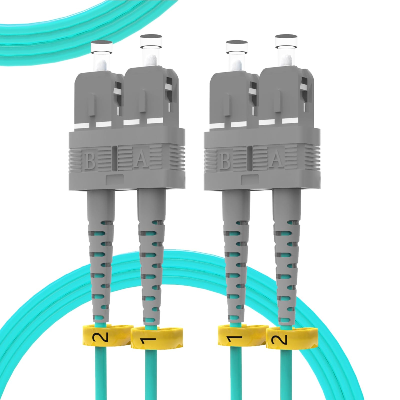 5m 16ft OM3 SC To SC Fiber Patch Cable 10GB 50/125um Multimode Duplex Aqua