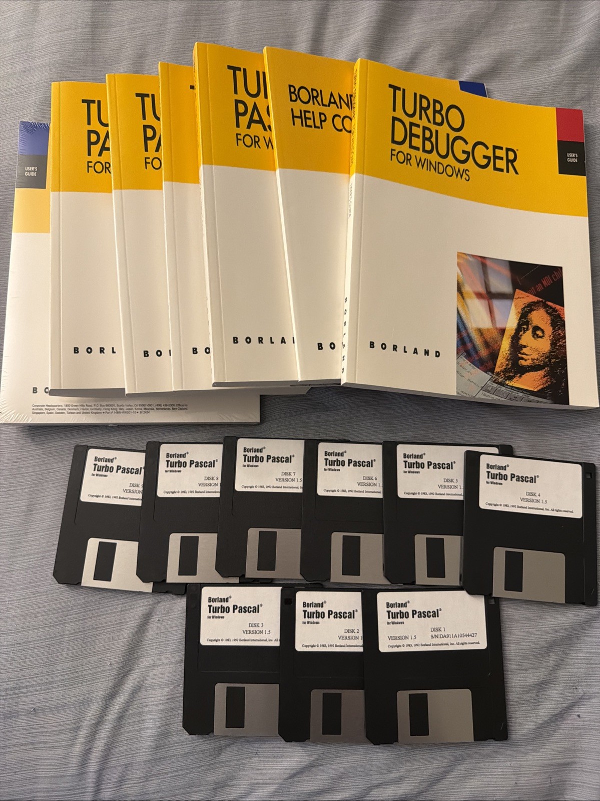 Borland Turbo Pascal for Windows 1.5 Set of 9 Disks with 7 Books - 