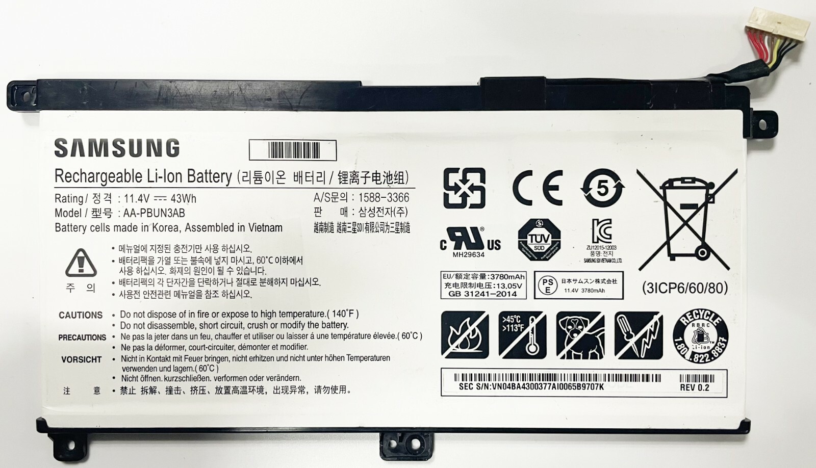 Genuine AA-PBUN3AB AA-PBUN3QB OEM Battery for Samsung NP800G5M NP530E5M 500R5M