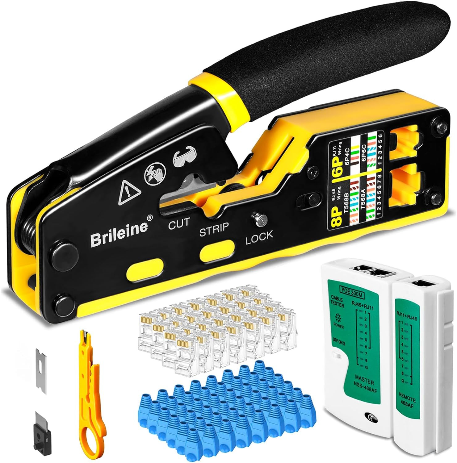 RJ45 Crimp Tool Kit Ethernet Crimper Cat5 Cat5E Cat6–Compatible Replacement