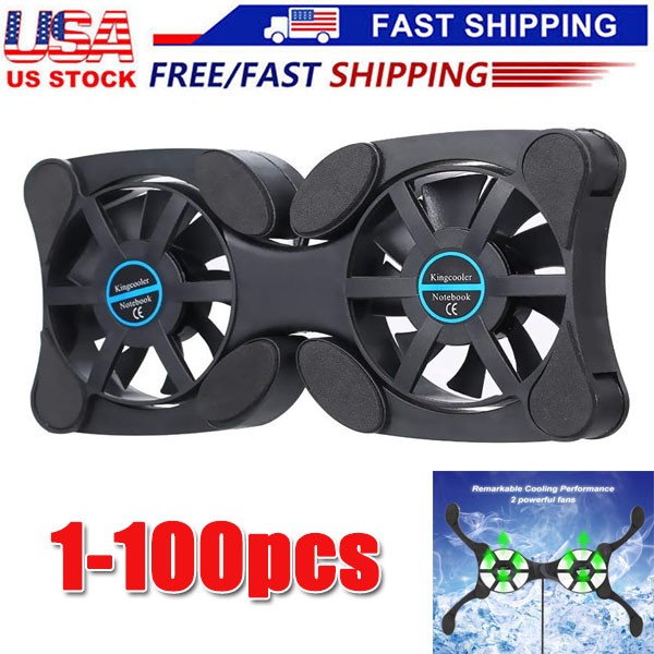 Dual USB Cooling Fan Pad Foldable Slim Fans Cooler Stand For Laptop Notebook LOT