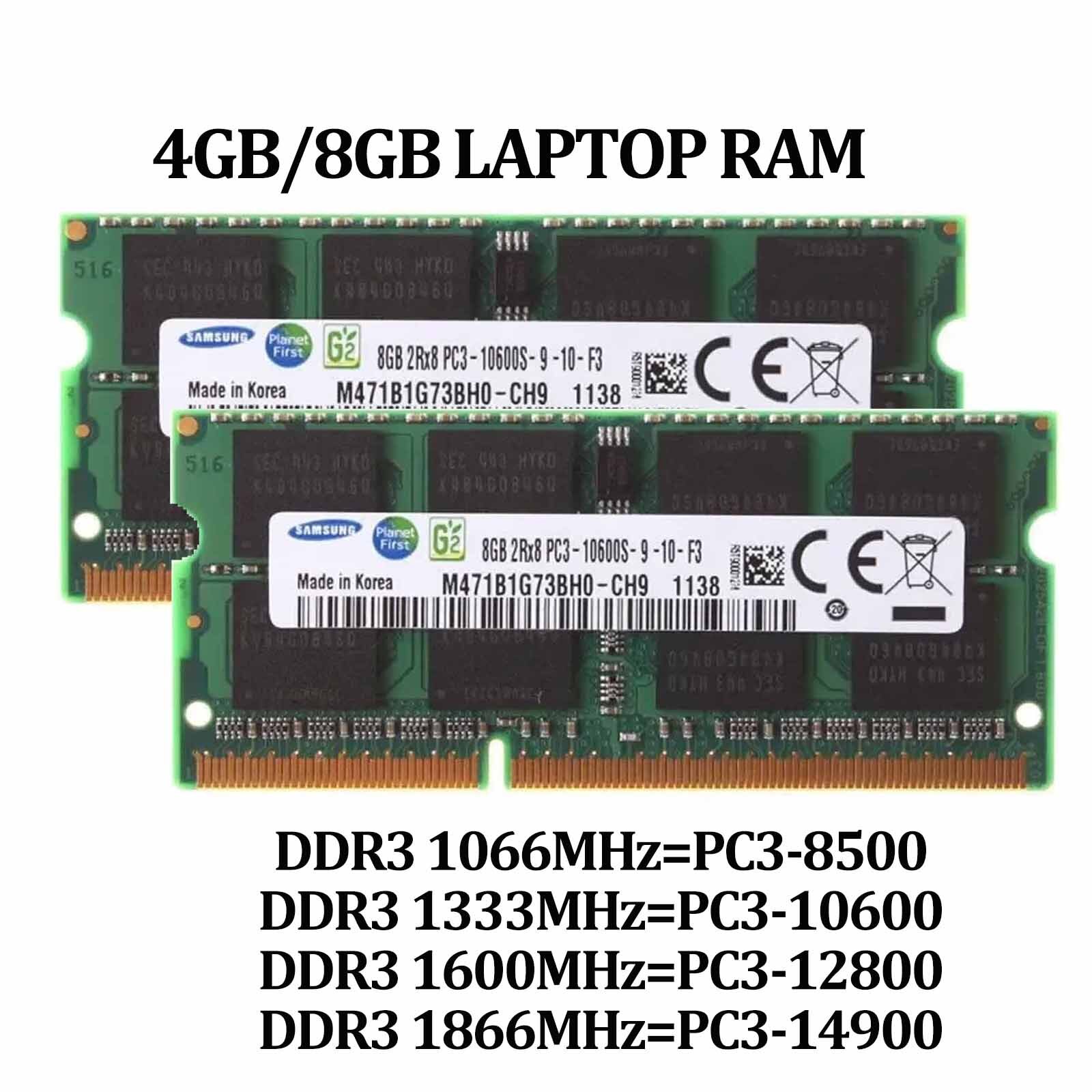 Samsung DDR3 1333/1066/1600MHz 8GB 4GB 2Rx8 PC3-10600S SODIMM Laptop Memory RAM