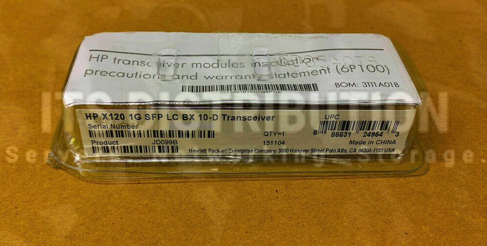 JD099B I Genuine HPE X120 LC BX-D Gigabit Ethernet SFP Transceiver OPEN BOX