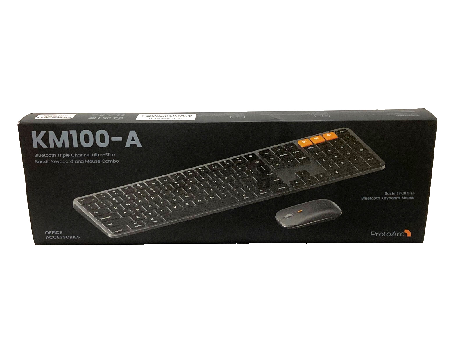 ProtoArc Ultra-Slim Backlit Keyboard & Mouse Combo for MAC Bluetooth, KM100-A