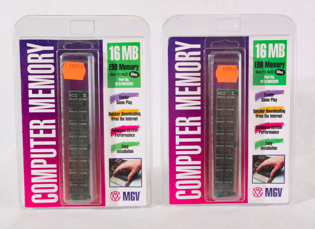 Lot of 2 New 16mb Computer Memory, EDO, MGV, 4x32, 60ns