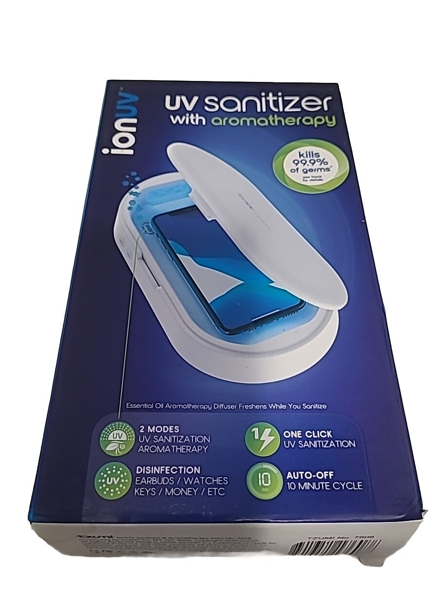 TZUMI ION UV CELL PHONE SANITIZER &/and AROMATHERAPY DIFFUSER (Kills 99% Germs)