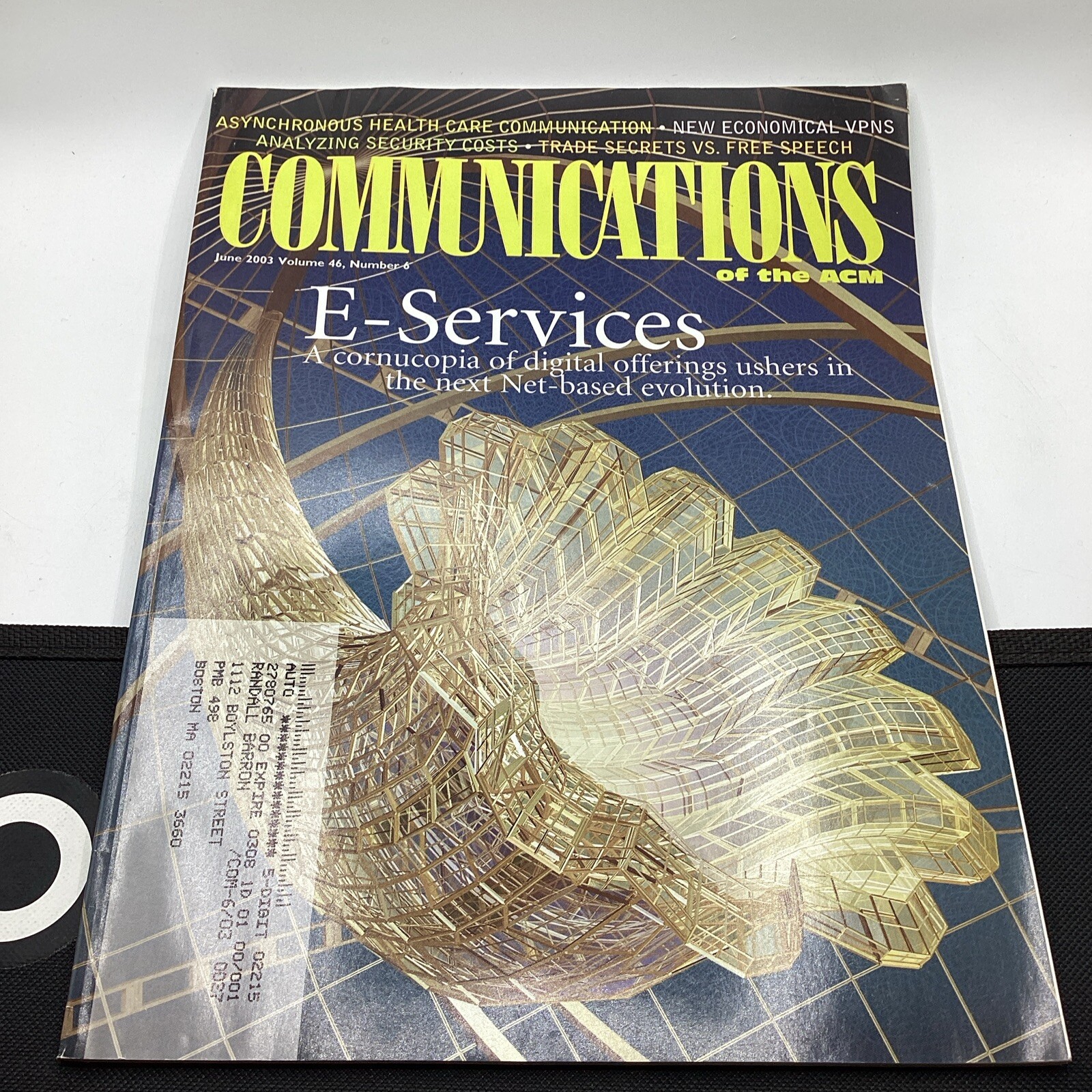 June 2003 Communications Of AMC Magazine; E-Services Trade Secrets V Free Speech