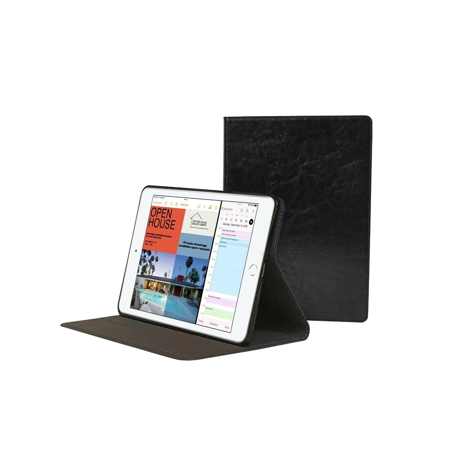 iPad Mini 5 Genuine Cowhide Leather Folio Stand Case Cover w/ Sleep-Wake 
