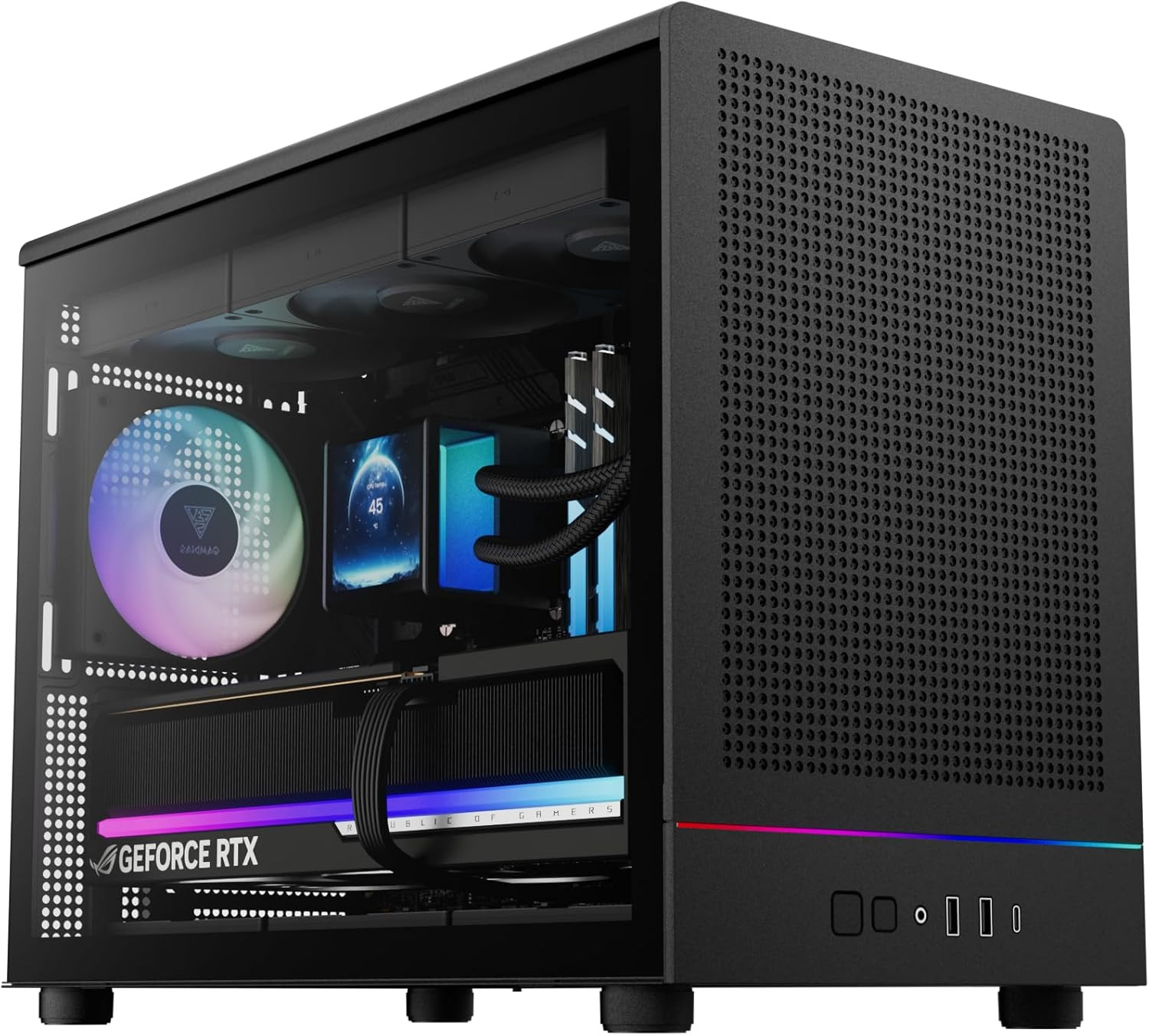 Micro‑Tower Gaming PC Case, Mesh Front Panel with RGB Strip & 3×120 Mm Prebuilt