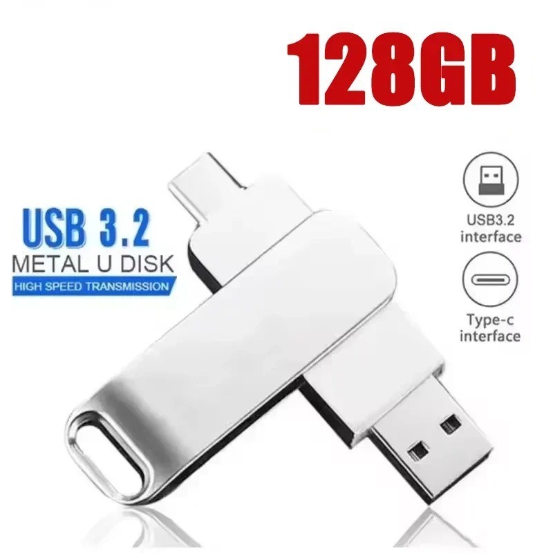 USB 3.2 Dual USB-C Flash Drive 128GB 256GB 512GB High Speed Metal