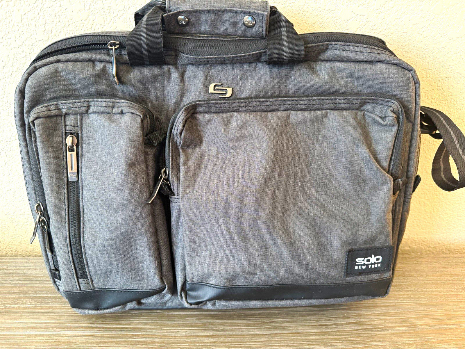 Solo New York Duane Hybrid Briefcase Backpack Grey 15.6 Laptop Bag Convertible