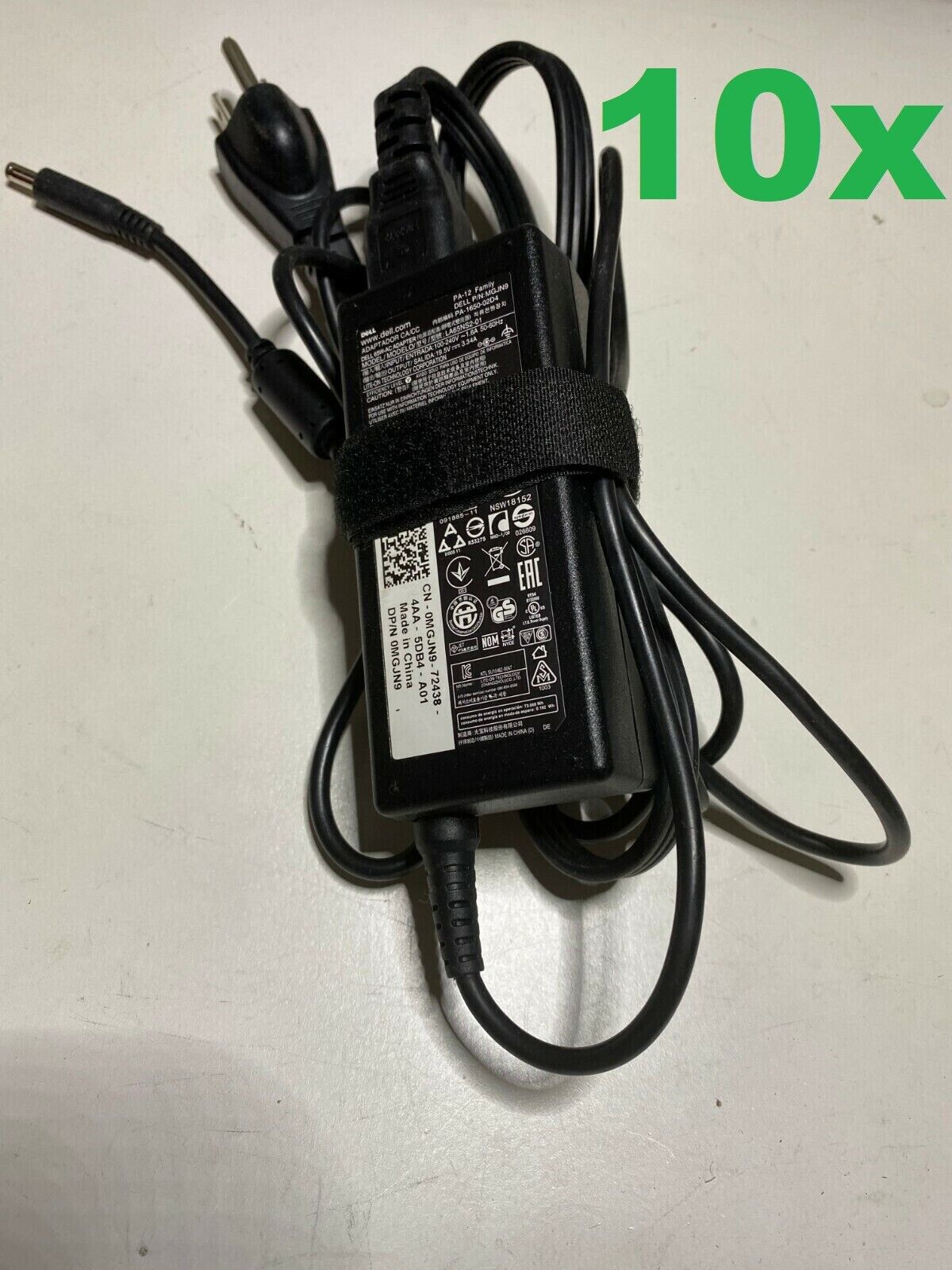 10x Genuine DELL 19.5V 3.34A 65W AC Adapter Charger  G6J41 43NY4 GG2WG SMALL