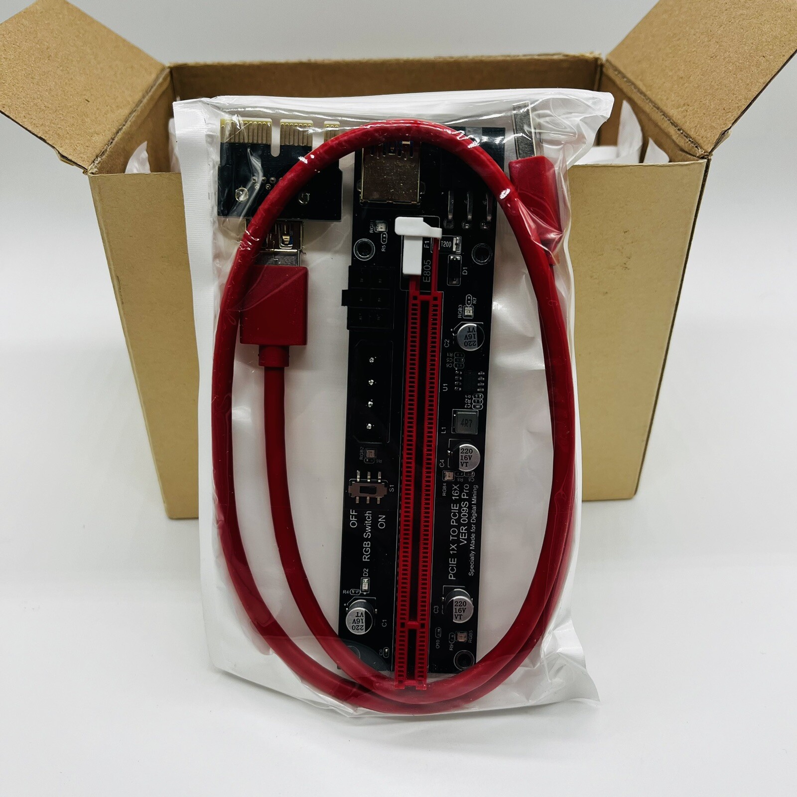 6 Pack PCI-E 1x to 16x Powered USB 3.0 GPU Riser Extender Adapter VER 009S Pro Y
