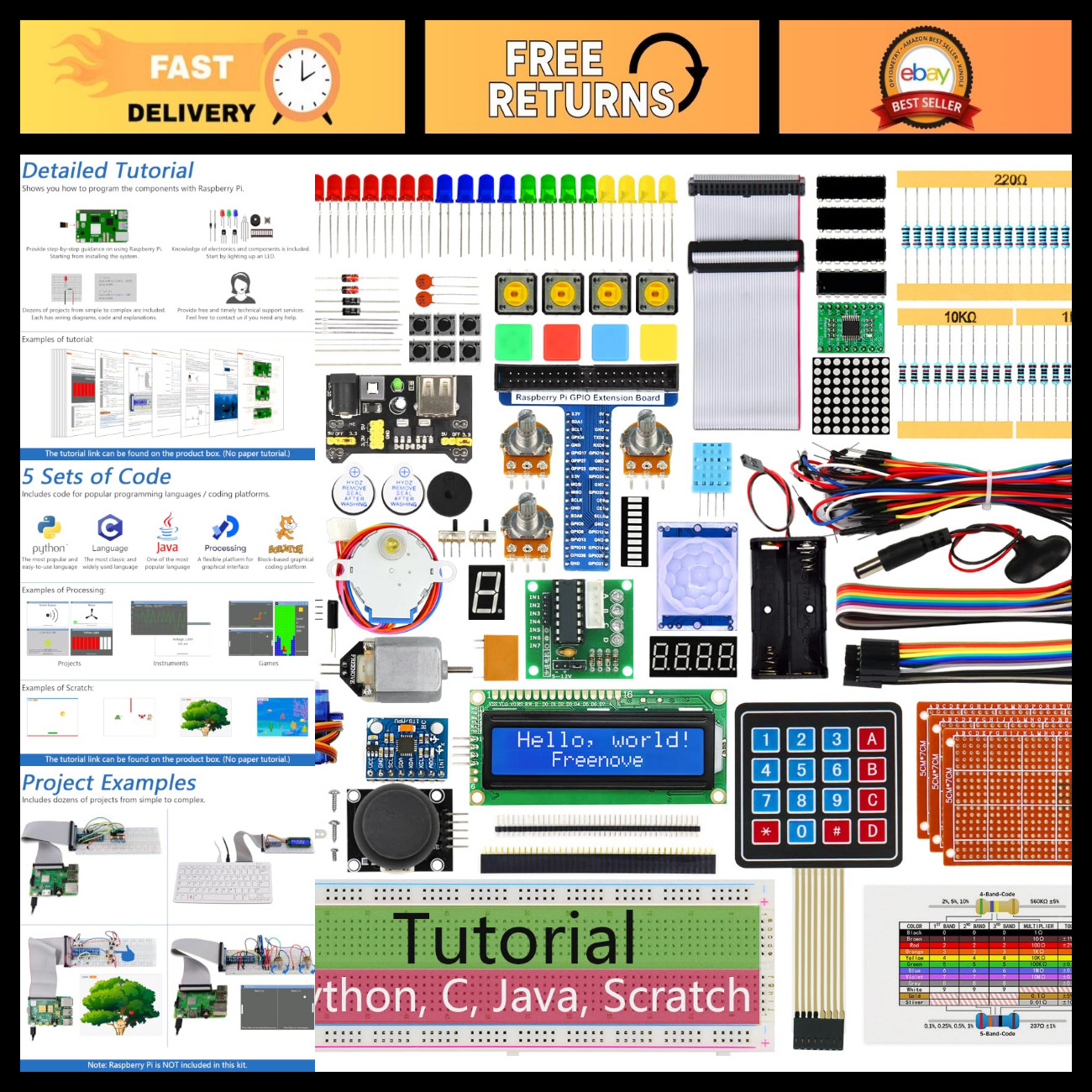 Ultimate Raspberry Pi 5 4 Zero 2 W Starter Kit - Complete DIY Electronics Set