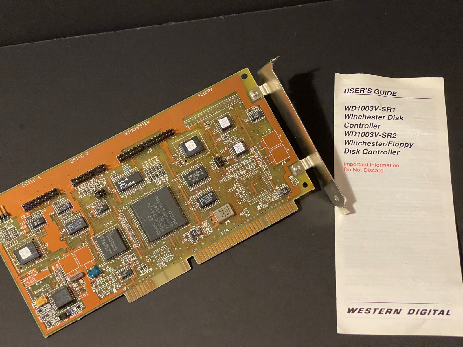 WD1003V-SR1 Western Digital ISA DISK Controller Board W/User Guide Vintage NEW