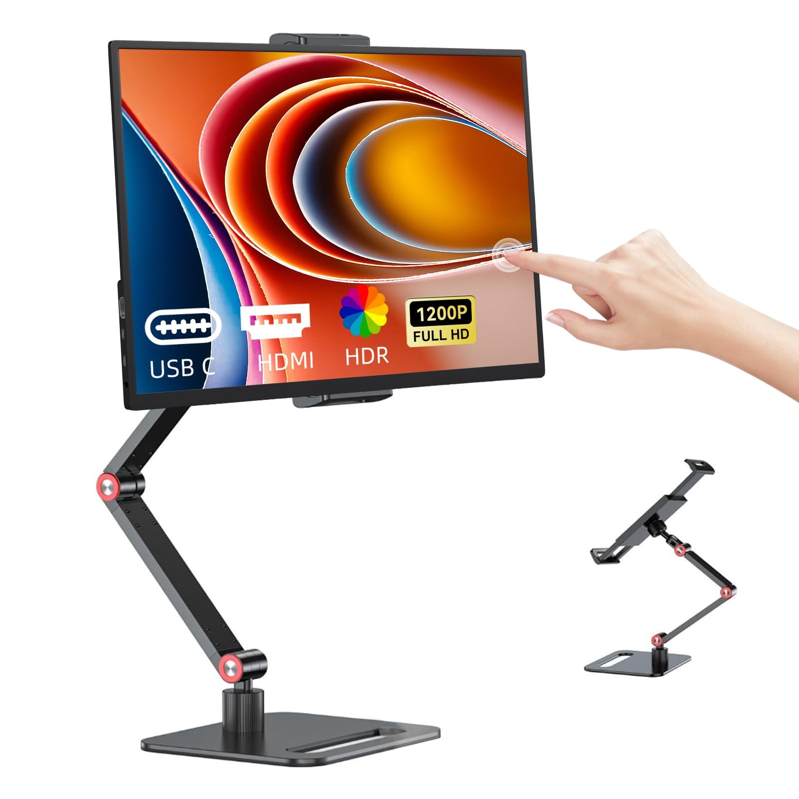 Pixluxe 14 Inch Touchscreen Portable Monitor with Stand, 1920x1200 IPS HDR Ultra