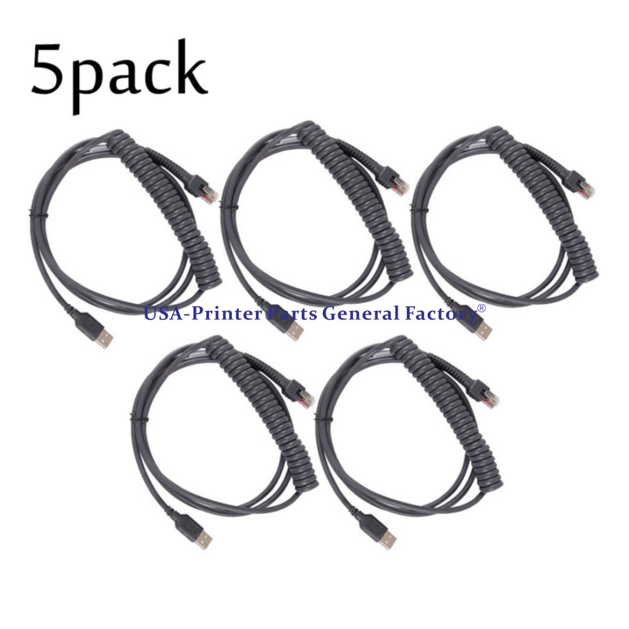 5pc CBA-U12-C09ZAR 9FT Coiled USB Cable For Motorola Symbol LS2200 LS2208 LS4208