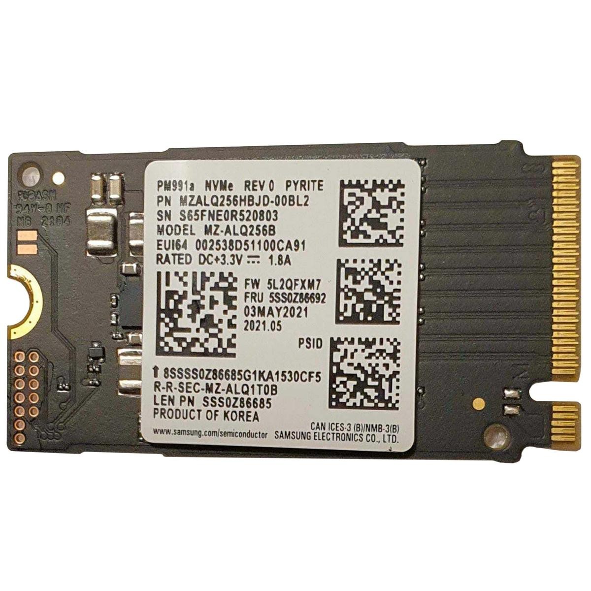 Samsung Pm991a Ssd Nvme M.2 2242 Pcie 3.0 X4 Solid State Drive Mz-alq256b Pc_