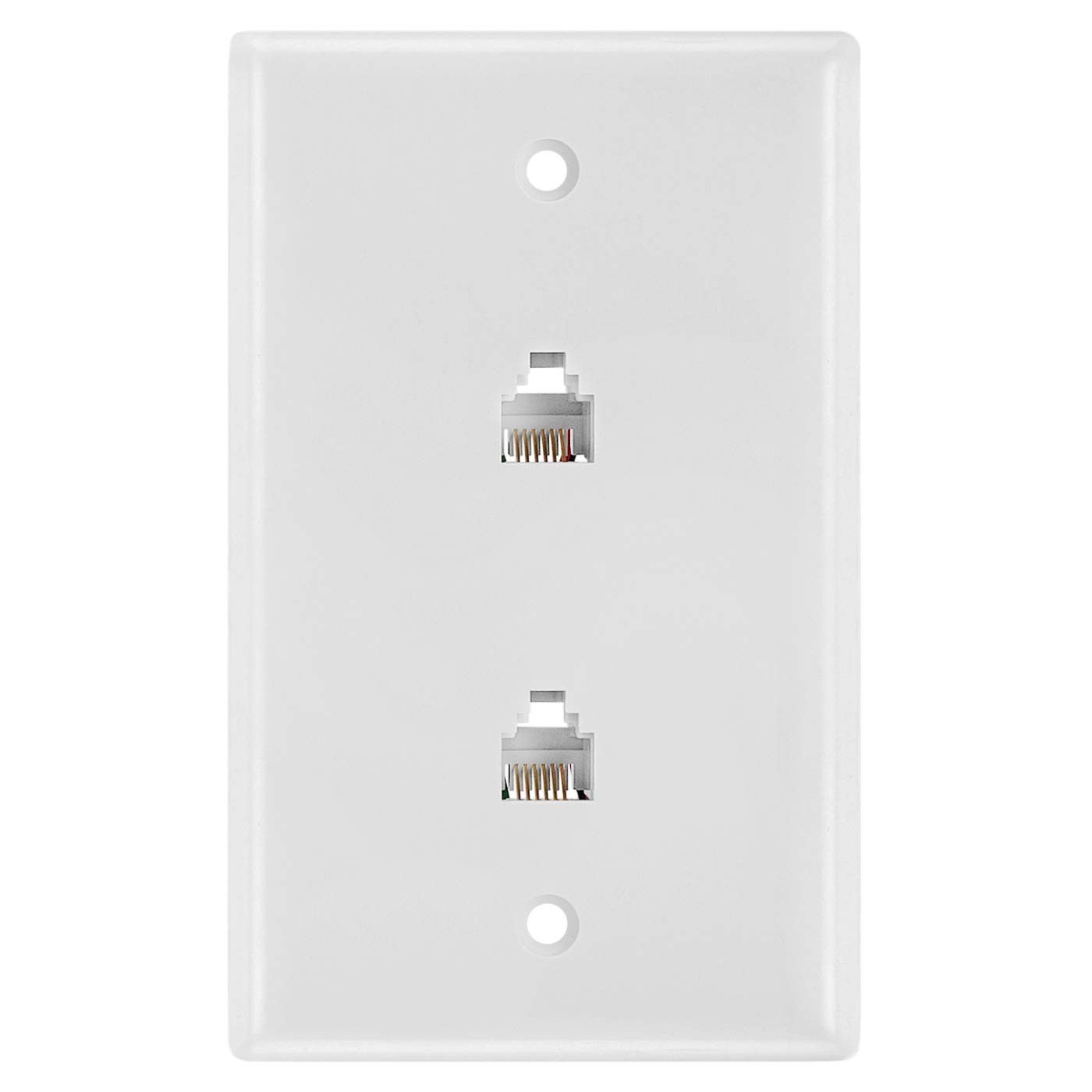 Double RJ11 Connector 6 Conductors Phone Wall Plate 6P6C Dual Jack Screws