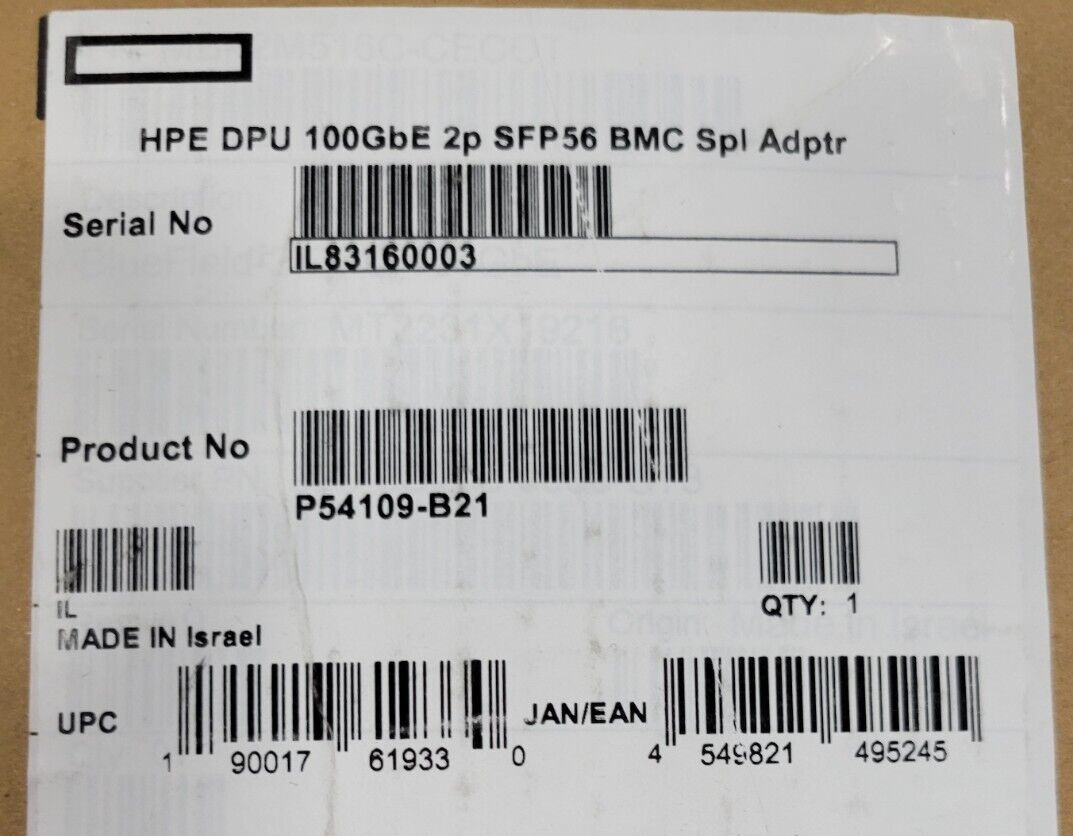 P54109-B21  HPE DPU 100GbE 2p SFP56 BMC Spl Adptr - P54109-B21