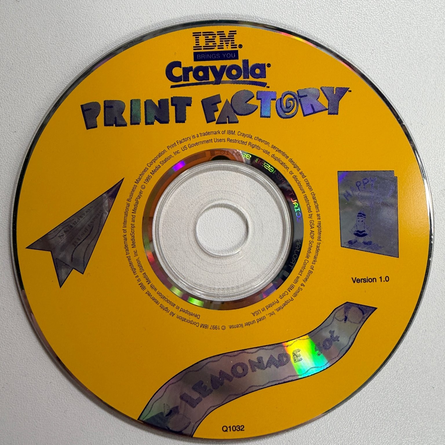 IBM Crayola Print Factory Software CD Version 1.0 PC Vintage