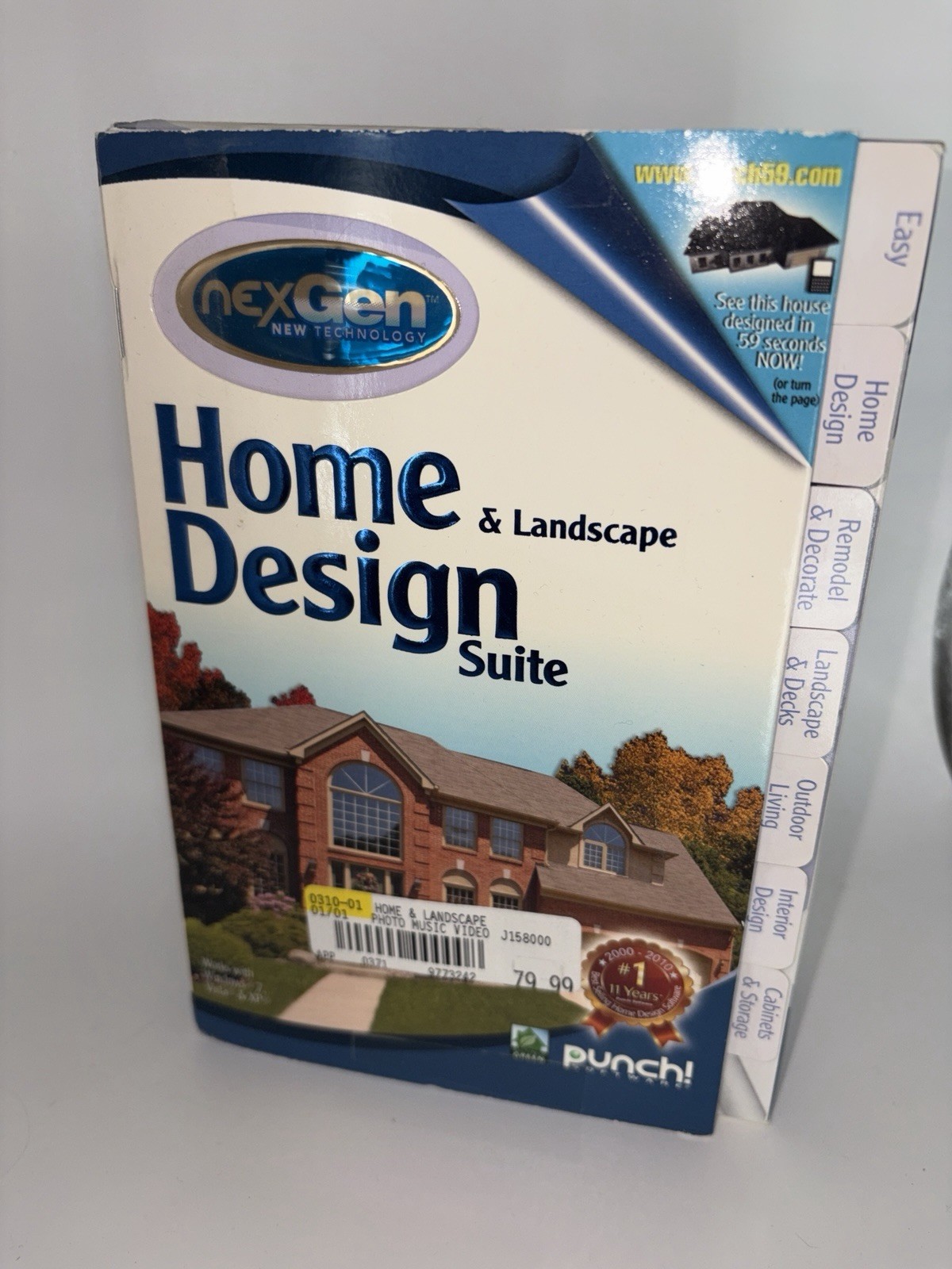 Punch Software nexGen Home & Landscape Design Windows XP Vista 7 DVD ROM