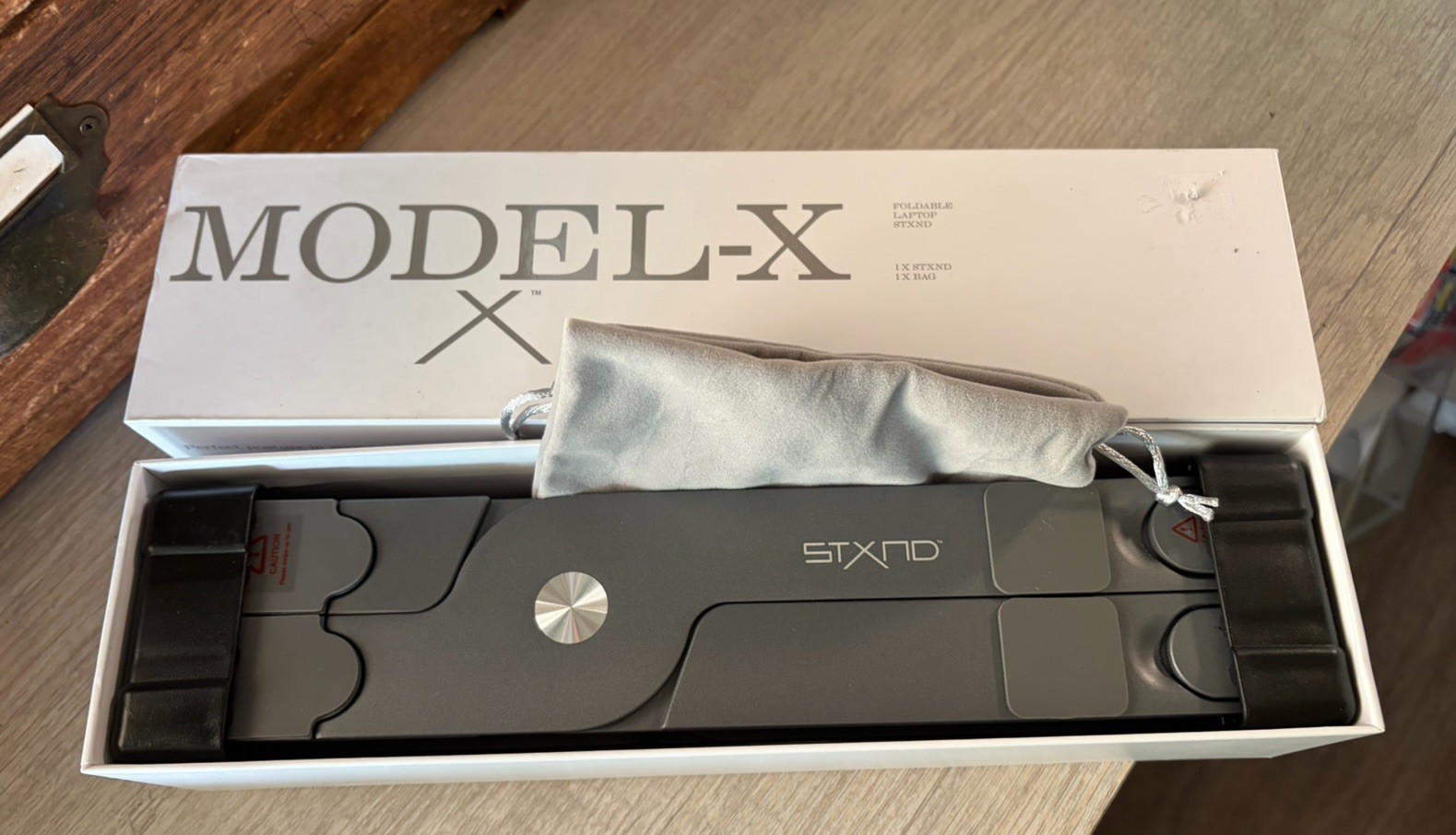 New Open Box STXND Model-X Laptop Stand Folding Adjustable Gray Silver