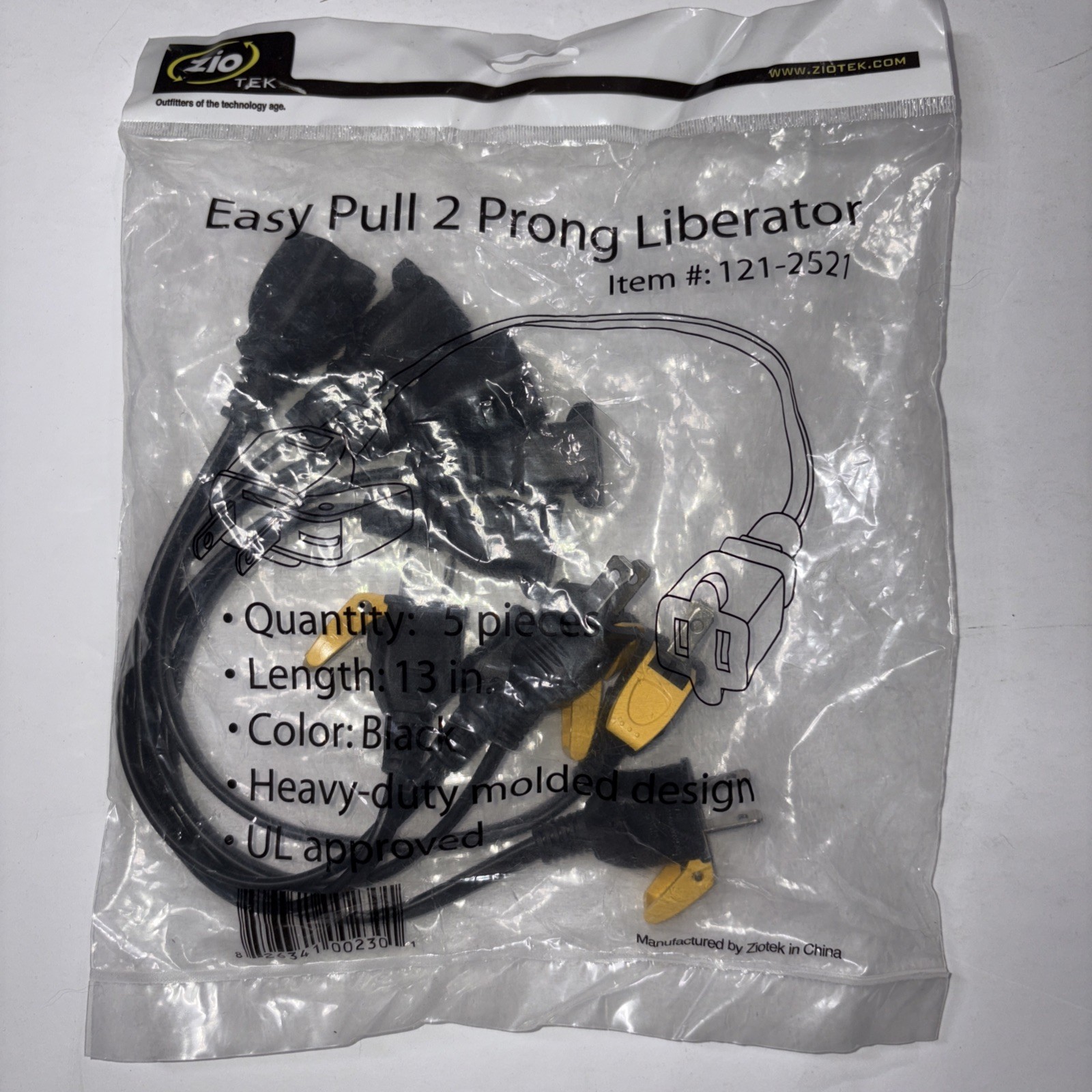 ZioTek ZT 121 2521 Power Strip Liberator 13 Inch Extension 5-Pack new Easy Pull