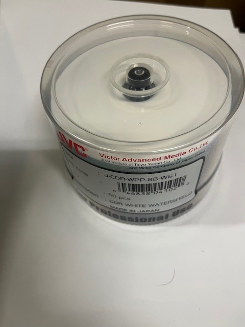 50 Original JVC CD-R WATERSHIELD GLOSSY WHITE Inkjet Hub Print, 52X  