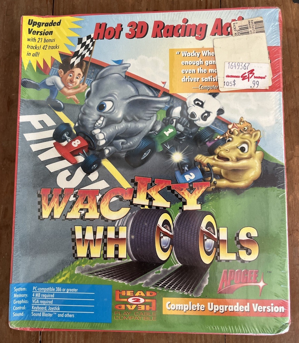VTG Whacky Wheels Complete Upgraded Apogee 3D Racing PC Game Sealed 3 1/2 Floppy