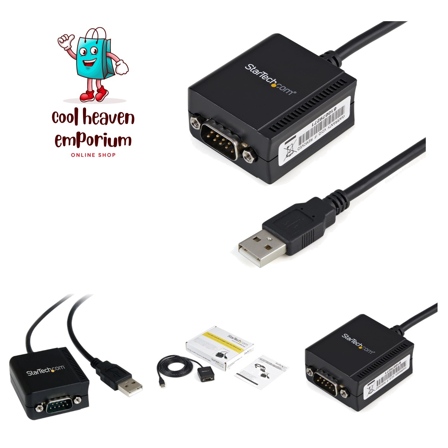 StarTech 6ft 1-Port FTDI USB to Serial RS232 Adapter, TAA ICUSB2321F