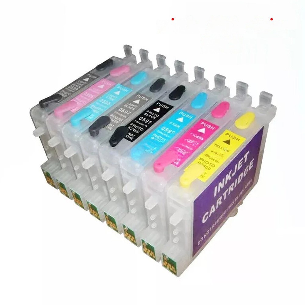 T0591-T0599, FOR Epson Stylus Photo R2400 8pcs refillable ink cartridge Fits For