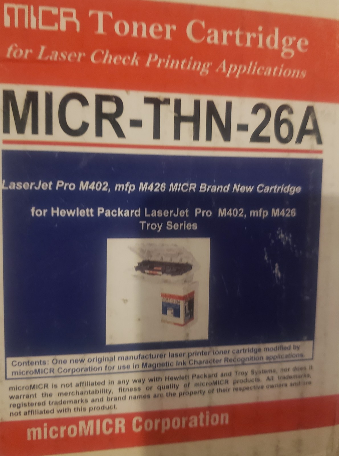 MicroMICR Toner Cartridge For Hp 26A [cf226a] Black. 