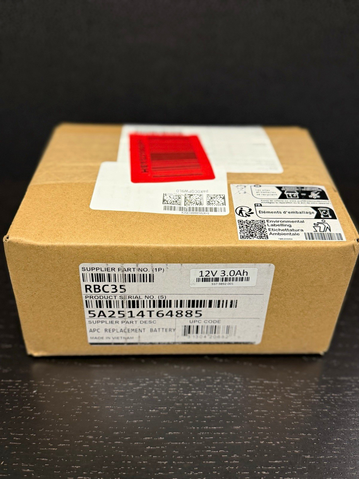 New Genuine APC RBC35 Replacement Battery Cartridge 12V 3.0Ah for APC UPS