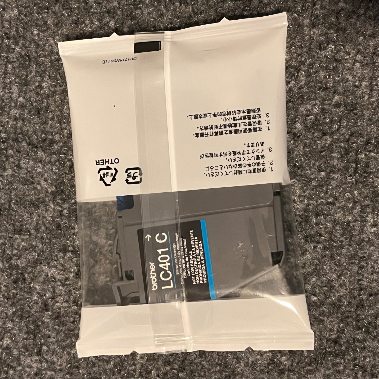 Brother LC401C Cyan Starter Ink Cartridge Genuine OEM Sealed Exp 2027/02