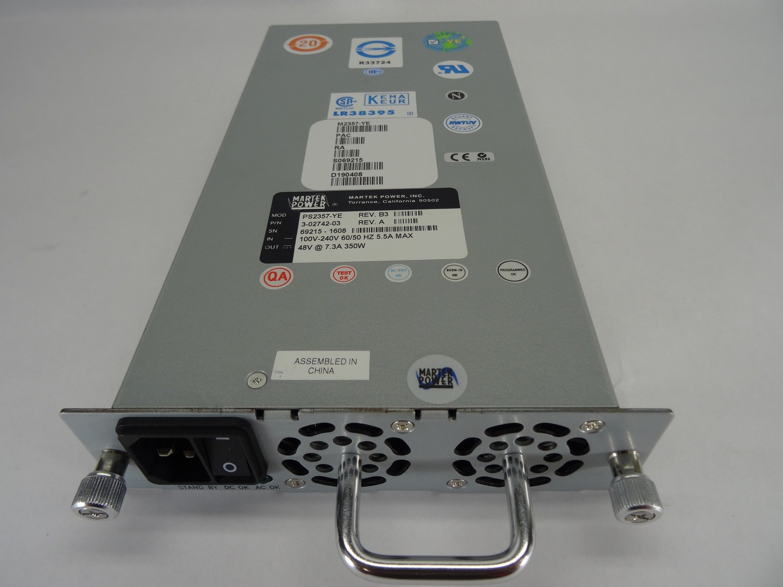 MARTEK POWER 3-02742-03 REV A 350W POWERVAULT SERVER POWER SUPPLY