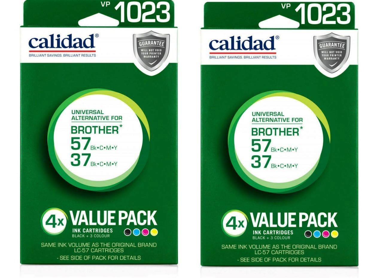 2 x CALIDAD BROTHER 57/37 4 x VALUE PACK BLACK + 3 COLURS INK CARTRIDGES