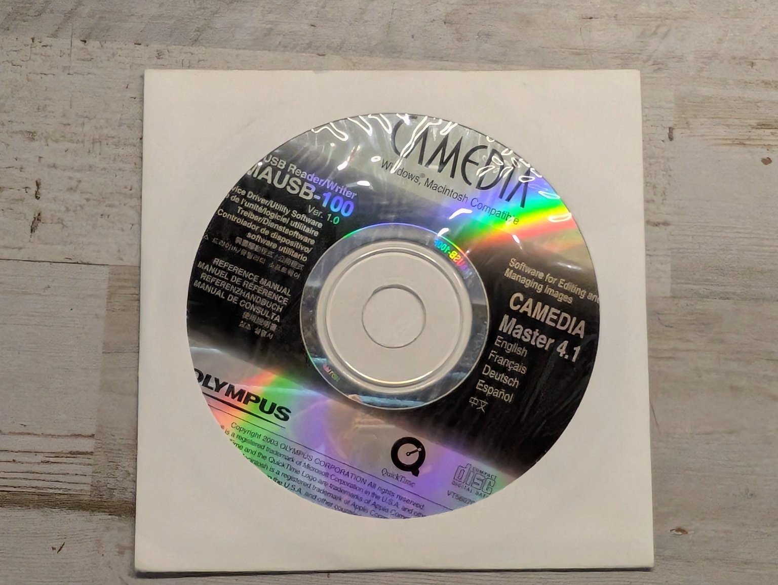 Olympus CAMEDIA Master 4.1 USB Reader/Writer Software CD-ROM 2003