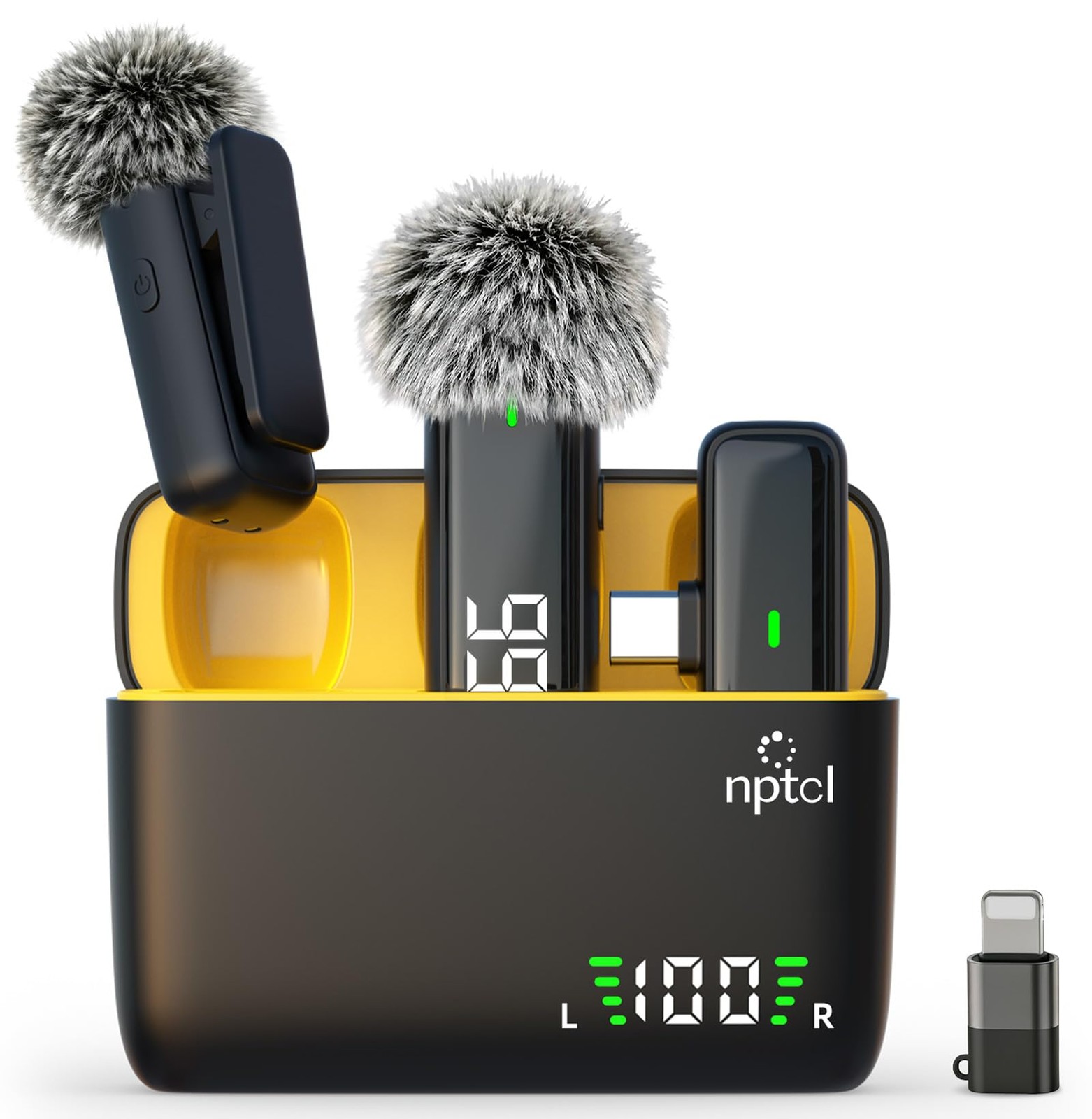 NPTCL Wireless Lavalier Microphone for iPhone Android Phone - USB Mini, Black