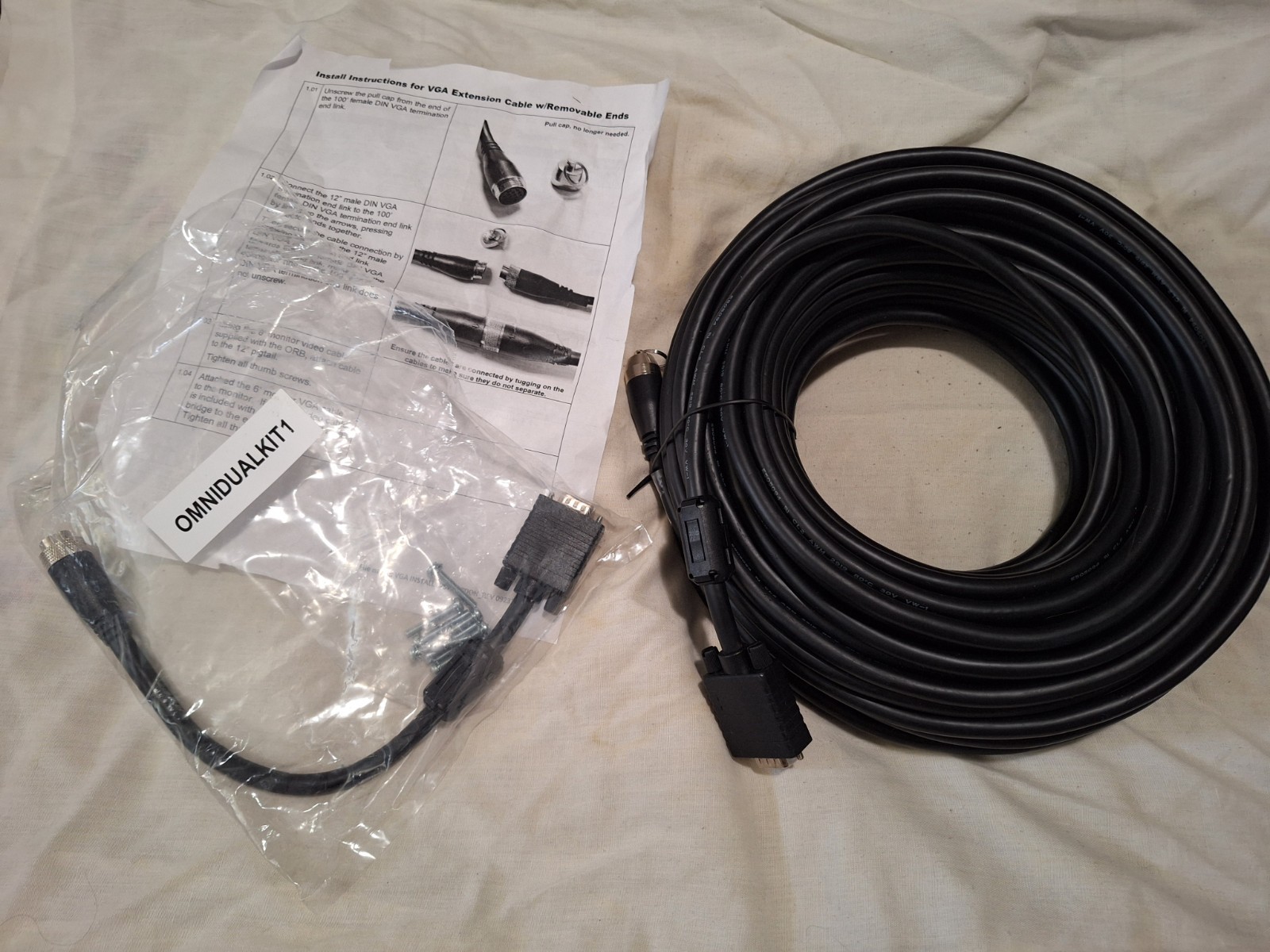 VGA 100ft cable with 8in adapter