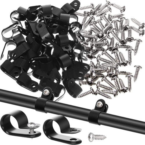 Hicarer 50 Pack R-Type Cable Clip Wire Clamp, Nylon Screw 1/2 Inch, Black