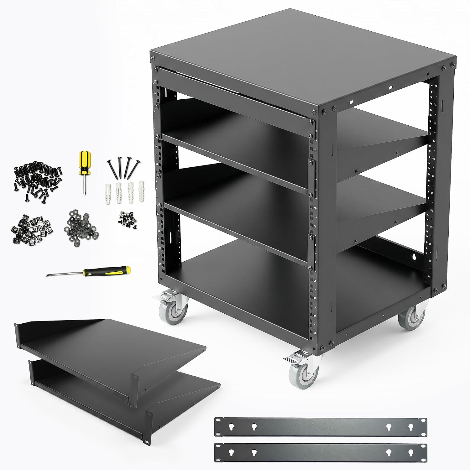 Open Frame Network Rack with Caster Wheels