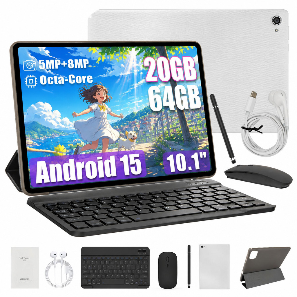 AEEZO 10 Inch Tablet Android 15 8‑Core 20GB RAM 64GB ROM IPS LCD TouchScreen New