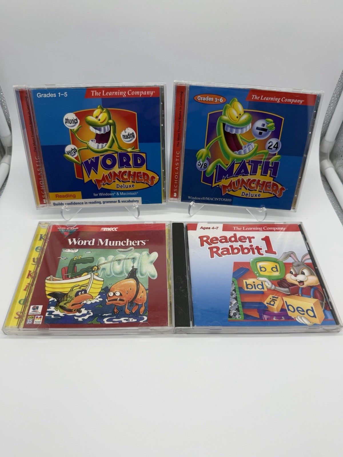 Lot of 4 Word Munchers + Math Munchers + Reader Rabbit 1 CD-ROMs Vintage PC VTG