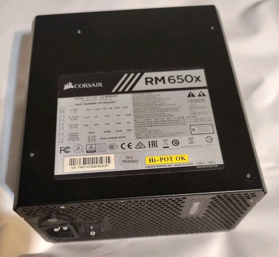 Corsair RM650x RPS0015 650W Fully Modular ATX PSU Power Supply no Cables